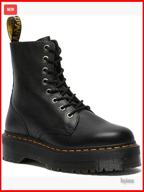 Unisex Combat Boots Platform Heel Lace-Up Leather Ankle Boots main image 2